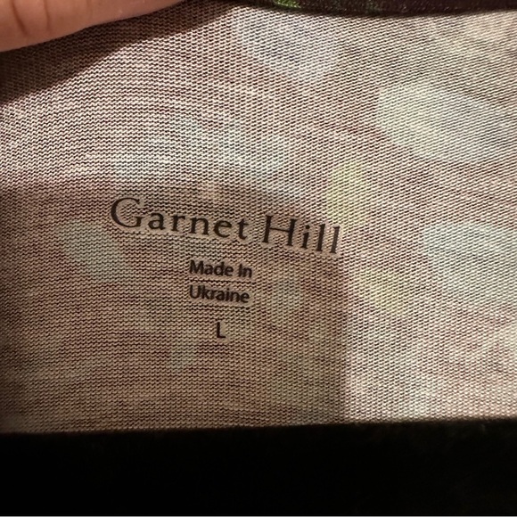 Garnet Hill Dark Floral Knit Trapeze Dress Long 3/4 Sleeve Scoop Neck Size Large - Picture 3 of 6